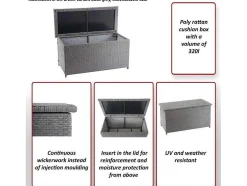 Kussenbox Van Polyrattan Mcw-D88 Iii, Basic Grijs, 63X135X52Cm 320L