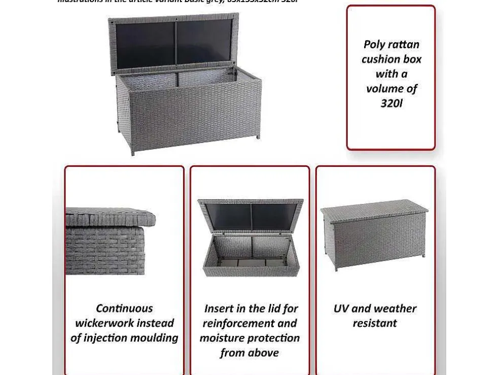 Kussenbox Van Polyrattan Mcw-D88 Iii, Premium Grijs, 51X100X50Cm 170L
