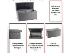 Kussenbox Van Polyrattan Mcw-D88 Iii, Premium Grijs, 51X100X50Cm 170L