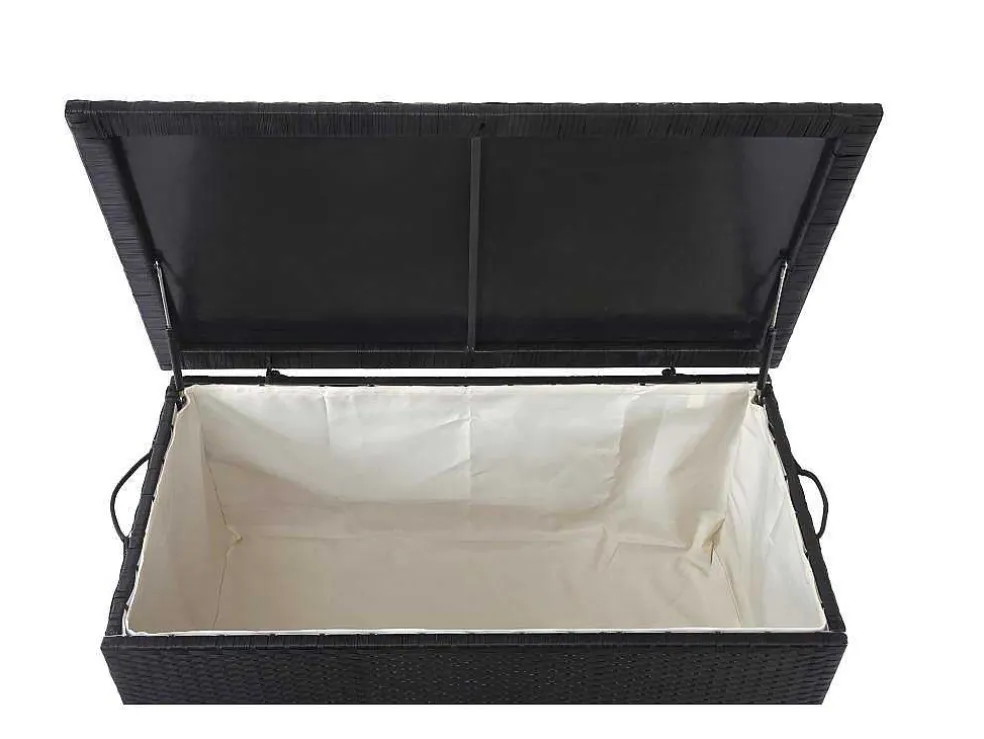 Kussenbox Van Polyrattan Mcw-D88 Iii, Premium Zwart, 63X135X52Cm 320L