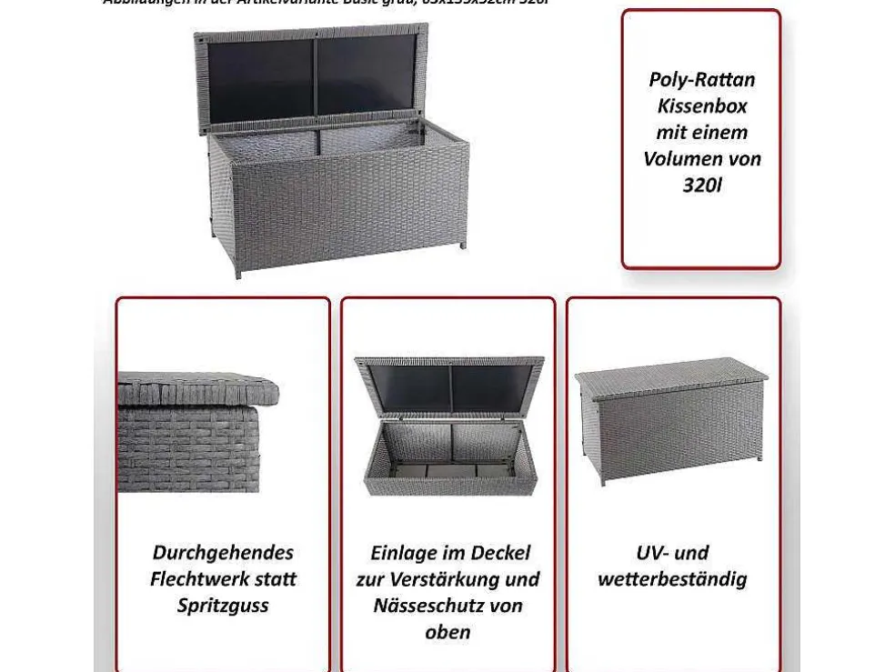 Kussenbox Van Polyrattan Mcw-D88 Iii, Premium Bruin, 80X160X94Cm 950L