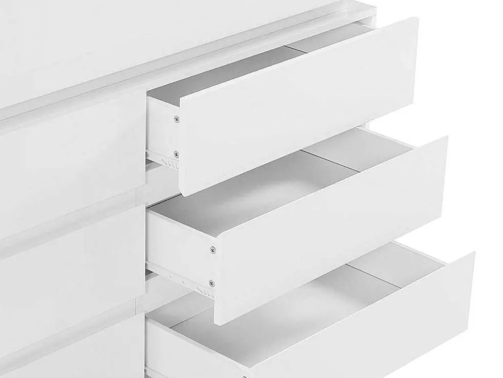 Ladekast Met 6 Lades - Met Ledverlichting - Mdf - Wit Gelakt - Flarancia