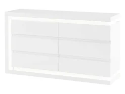 Ladekast Met 6 Lades - Met Ledverlichting - Mdf - Wit Gelakt - Flarancia