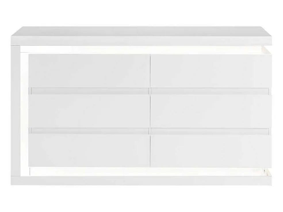 Ladekast Met 6 Lades - Met Ledverlichting - Mdf - Wit Gelakt - Flarancia