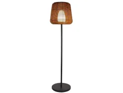Led Buiten Staande Lamp Van Metaal - H. 150 Cm - Zwart En Natuurlijk - Carbini