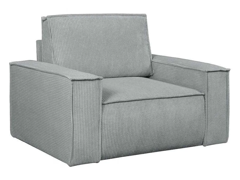 Lichtgrijze Ribfluwelen Fauteuil Amelia