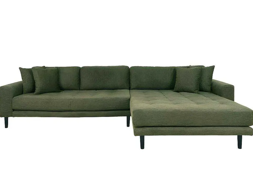 Lido Bank Bank Met Chaise Longue Rechts Gericht 4 Kussens Groen.
