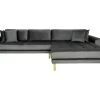Lido Chaiselong Sofa Rechts Met 4 Kussens, Velour Grijs.
