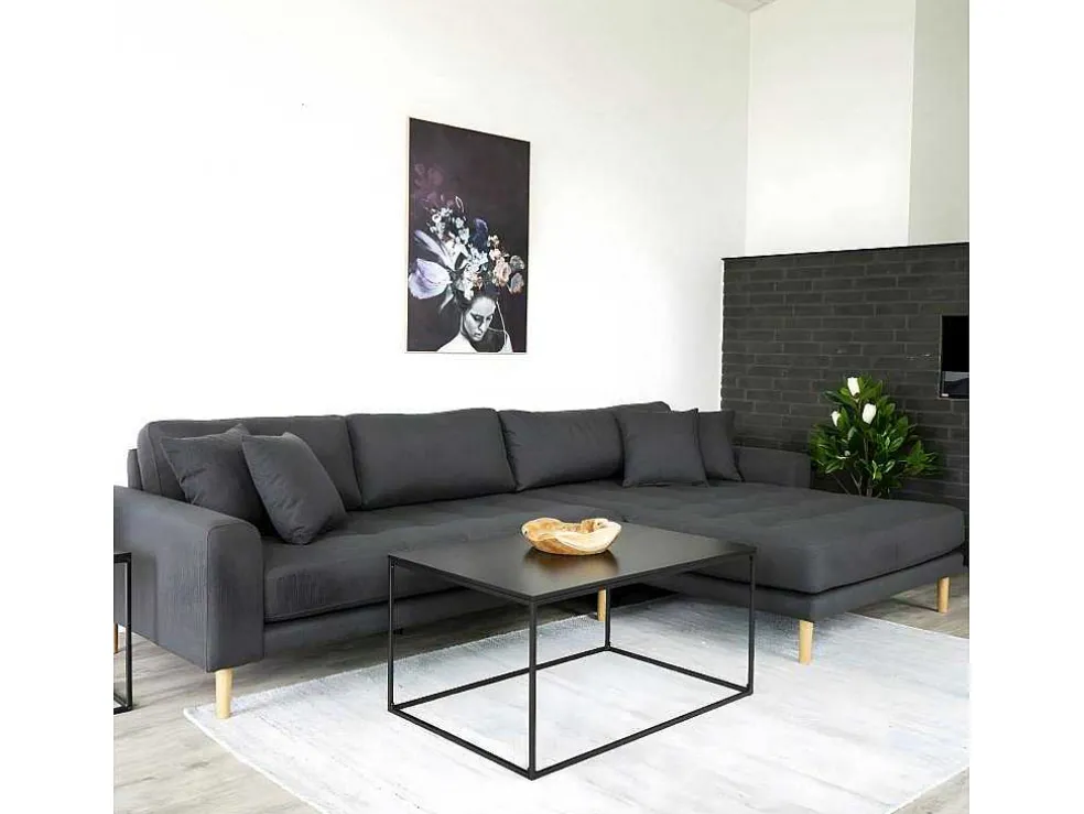 Lido Chaiselong Sofa Rechts Met 4 Kussens, Velour Grijs.
