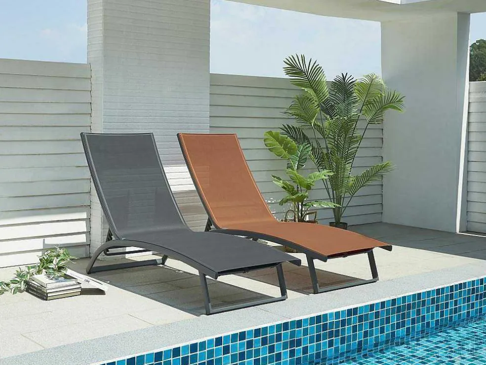Ligstoel Met Verschillende Standen Van Aluminium En Textileen - Terracotta - Saranda Van Mylia