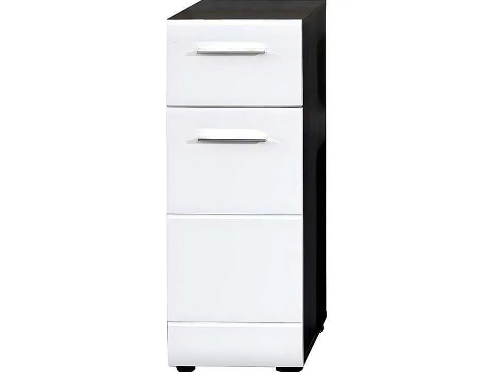 Linebad Badkamerkast 1 Deur, 1 Lade Gerookt Zilver, Wit Hoogglans.
