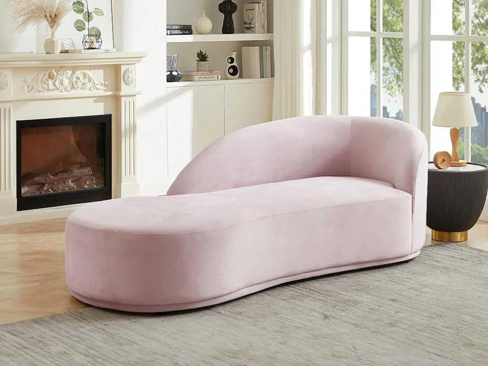 Linkse Chaise Longue Met Bekleding In Roze Fluweel Lonigo Van Pascal Morabito