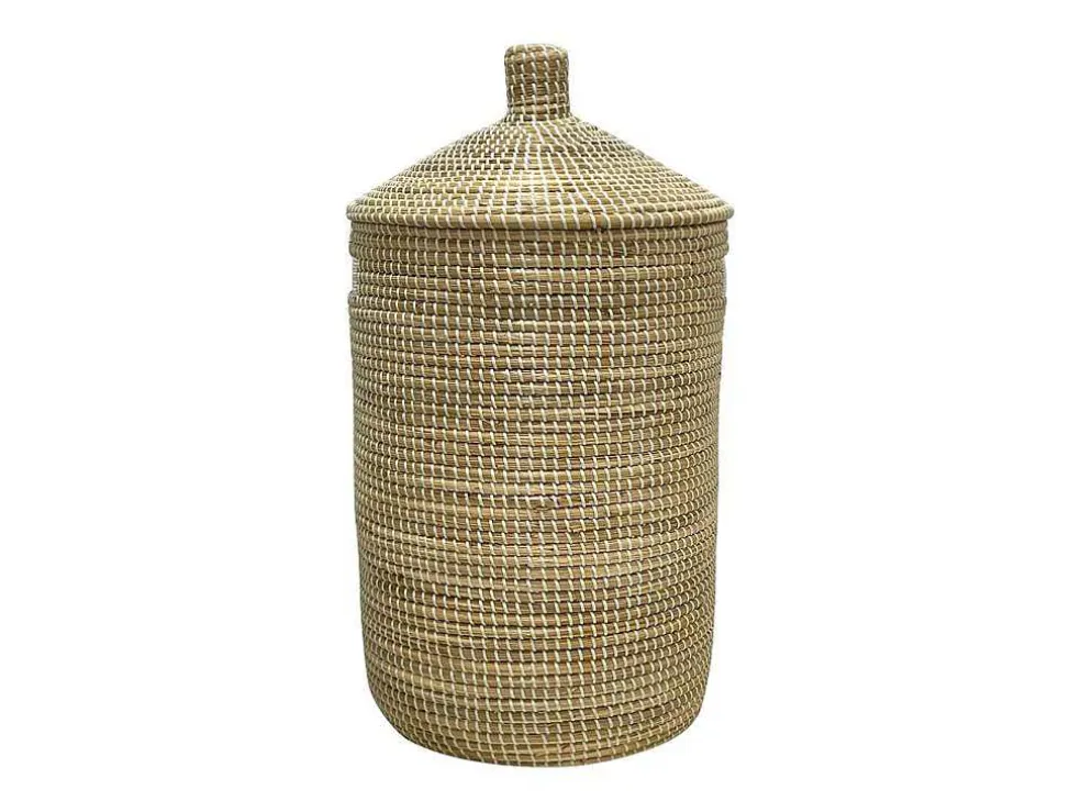 Mand Van Zeegras Met Deksel - D39 X H71 - Naturel - Juvami