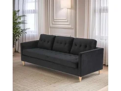 Marino Bank 3 Persoons Velours Zwart.