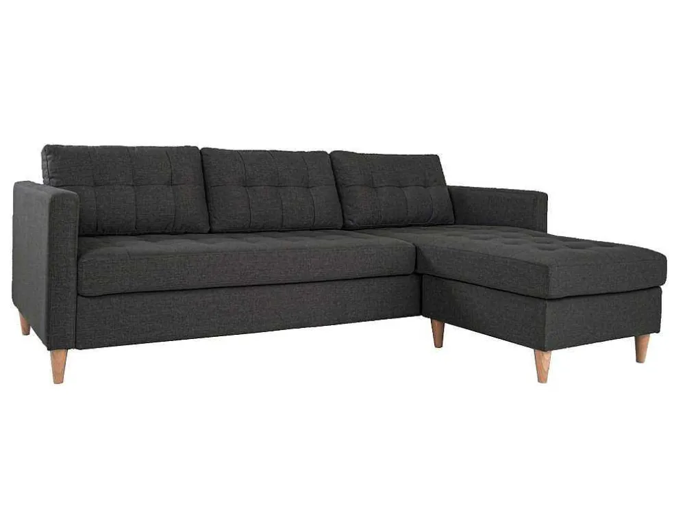 Marino 3-Zitsbank Met Chaise Longue Links Stof Donkergrijs.