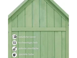 Massief Houten Tuinhuis Met Pvc Schuin Dak - 2 Planken 3 Klapdeuren - L118 X D54 X H173 Cm - Groen