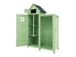 Massief Houten Tuinhuis Met Pvc Schuin Dak - 2 Planken 3 Klapdeuren - L118 X D54 X H173 Cm - Groen
