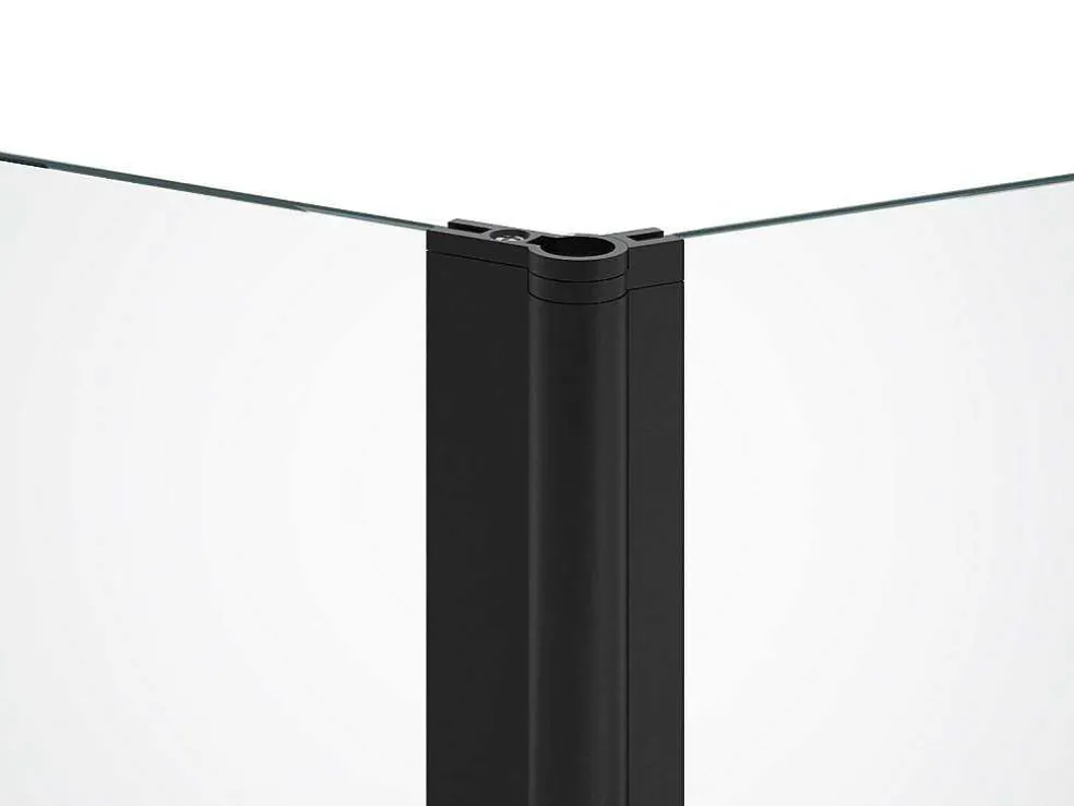 Matzwart Badscherm Met Handdoekhouder En Draaibare Retour - (70 + 30) X 140 Cm - Primael
