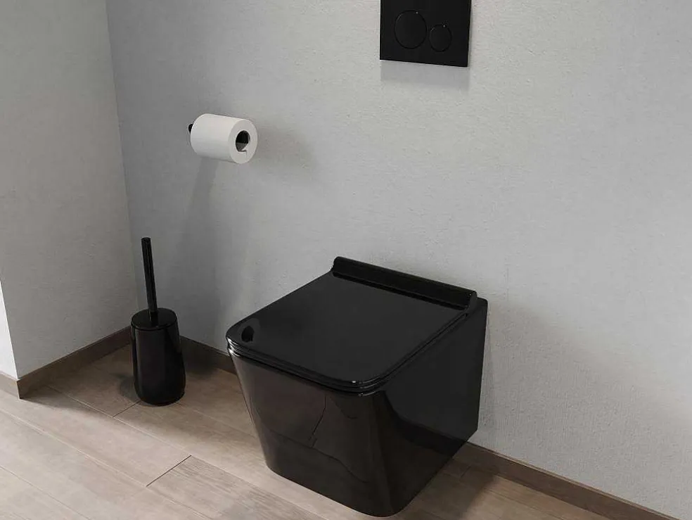 Mat Zwarte Hang-Wc Van Keramiek Zonder Rand - Clemona