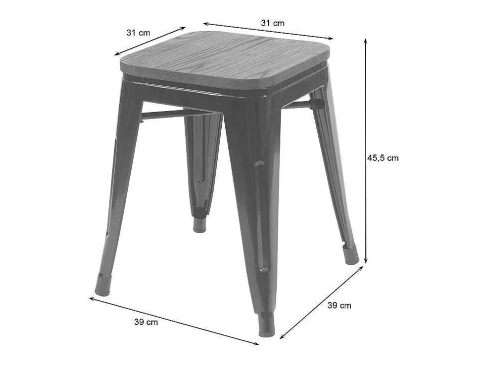 Mcw-A73 Kruk (Set Van 2) Houten Zitting, Zwart