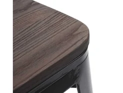 Mcw-A73 Kruk (Set Van 2) Houten Zitting, Zwart