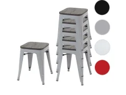 Mcw-A73 Kruk (Set Van 6) Houten Zitting, Grijs