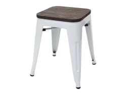 Mcw-A73 Kruk (Set Van 2) Houten Zitting, Wit