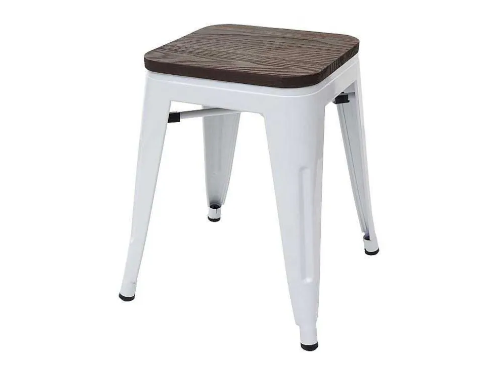 Mcw-A73 Kruk (Set Van 2) Houten Zitting, Wit