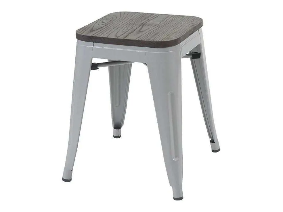 Mcw-A73 Kruk (Set Van 4) Houten Zitting, Grijs