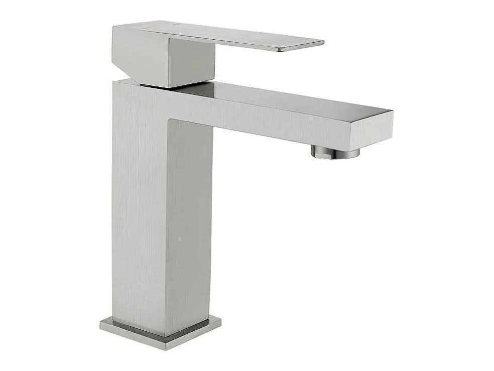 Mechanische Mengkraan Met Vierkante Vorm Van Roestvrij Staal - Geborsteld Nikkel - H17,3 Cm - Canilas