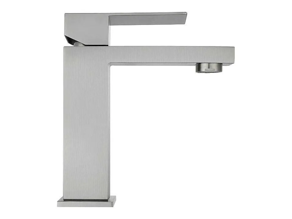 Mechanische Mengkraan Met Vierkante Vorm Van Roestvrij Staal - Geborsteld Nikkel - H17,3 Cm - Canilas