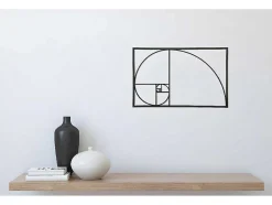 Metalen Decoratie Gouden Sectieverhouding, Zwart, 53X1,5X35 Cm, Epikasa