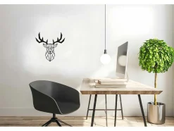 Metalen Decoratie Herten 3, Zwart, 51X1,5X51 Cm, Epikasa