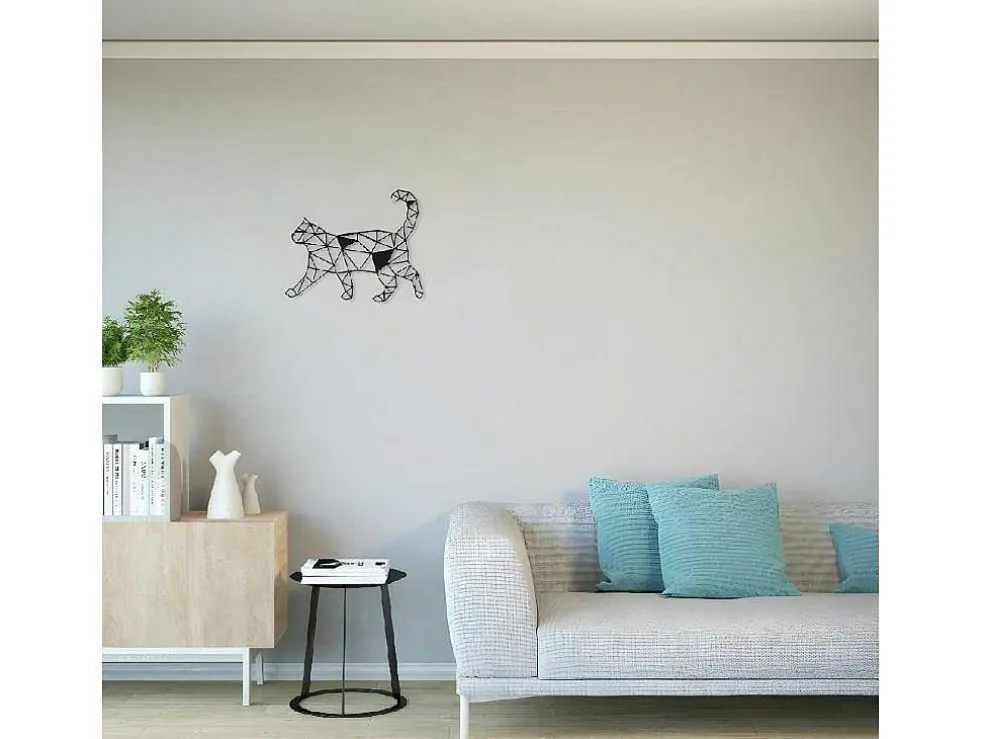 Metalen Decoratie Katten 2, Zwart, 46X1,5X37 Cm, Epikasa