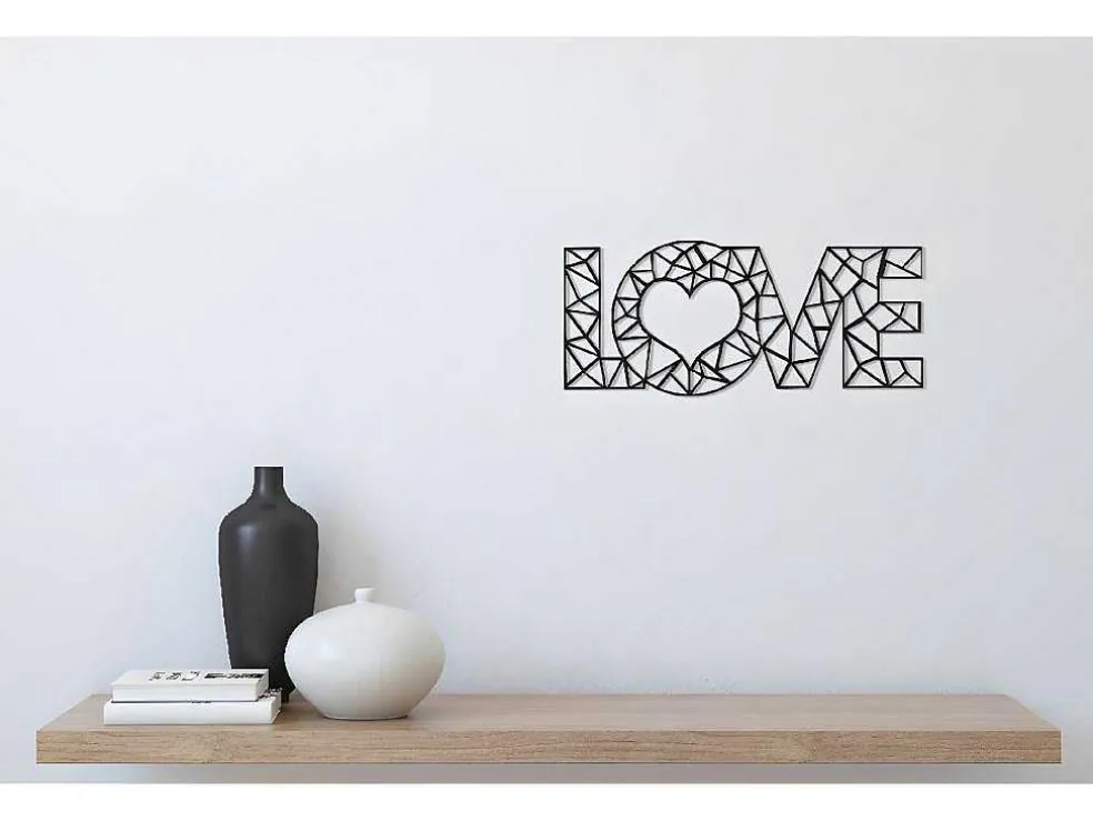 Metalen Decoratie Love 8, Zwart, 50X1,5X20 Cm, Epikasa