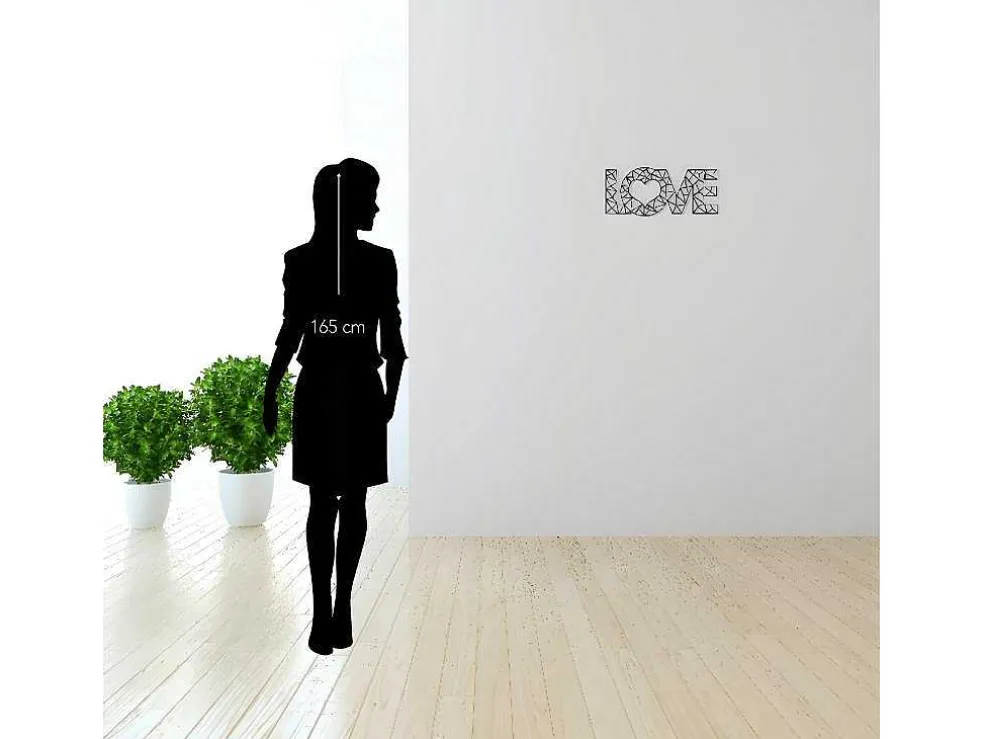 Metalen Decoratie Love 8, Zwart, 50X1,5X20 Cm, Epikasa