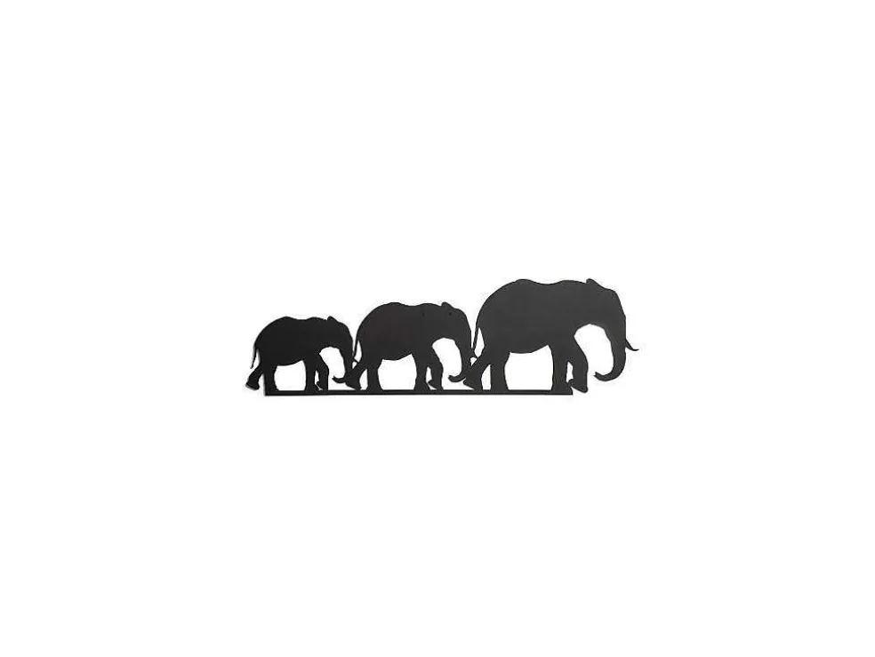 Metalen Decoratie Olifant 4, Zwart, 50X1,5X15 Cm, Epikasa
