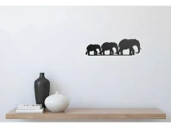 Metalen Decoratie Olifant 4, Zwart, 50X1,5X15 Cm, Epikasa