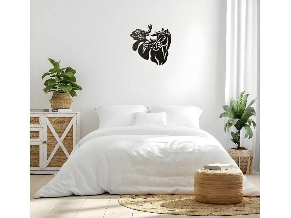 Metalen Decoratie Paard 2, Zwart, 50X1,5X50 Cm, Epikasa