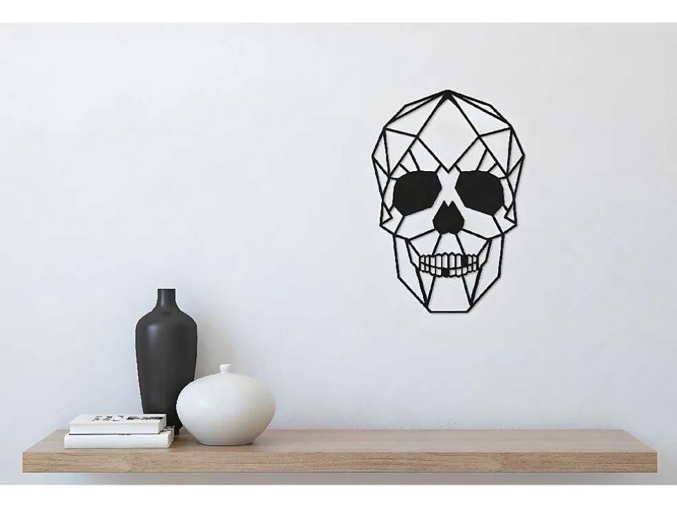 Metalen Decoratie Schedel 1, Zwart, 35X1,5X50 Cm, Epikasa