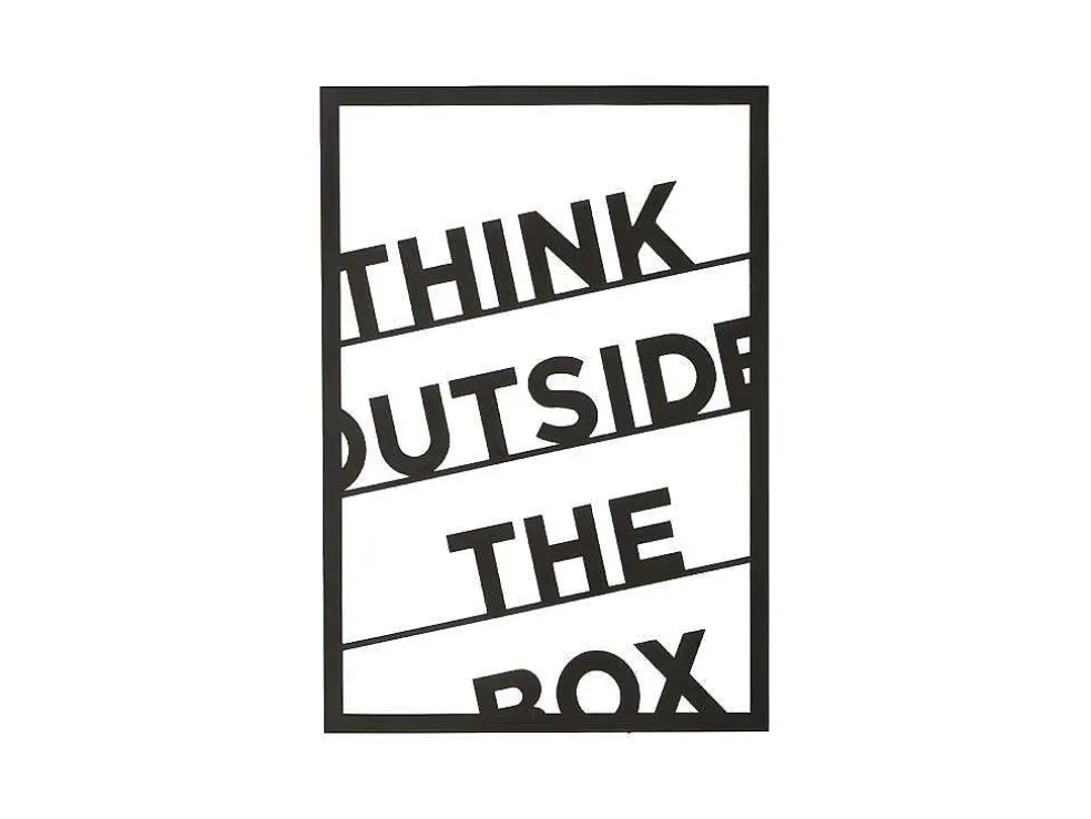 Metalen Decoratie Think Outside The Box 2, Zwart, 50X1,5X70 Cm, Epikasa
