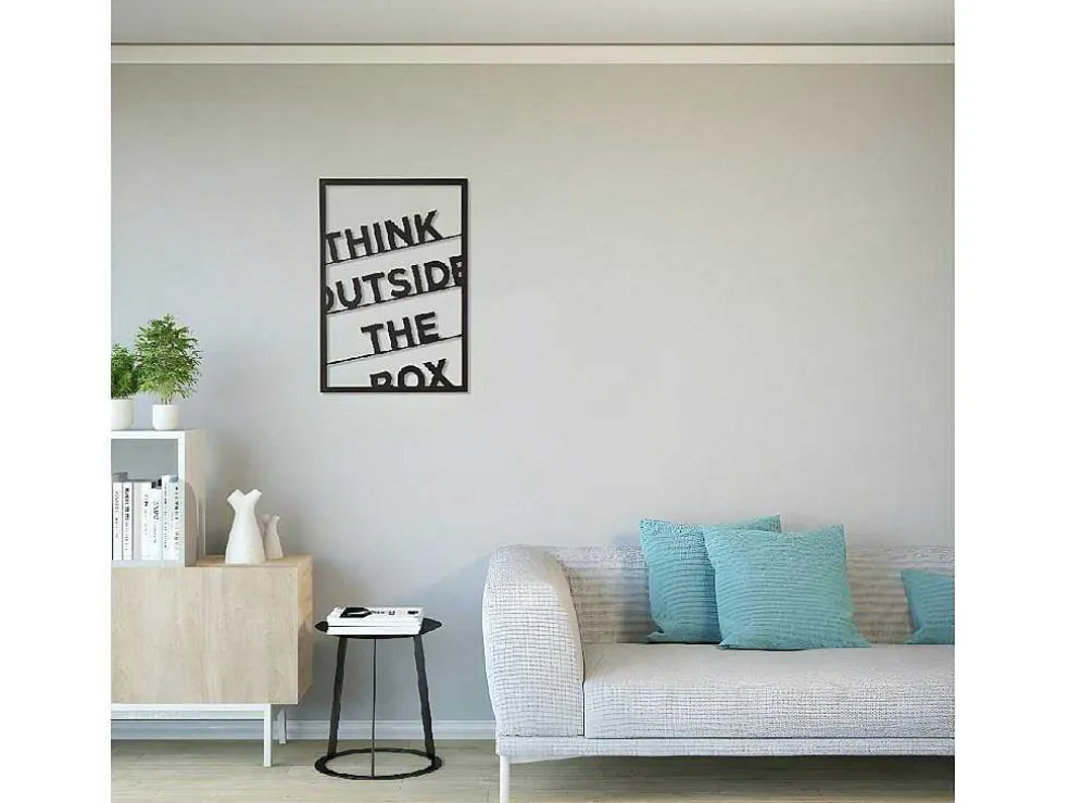 Metalen Decoratie Think Outside The Box 2, Zwart, 50X1,5X70 Cm, Epikasa