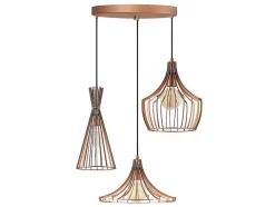 Metalen Hanglamp Mezopotamya - 3 Kappen - B55 X H113 Cm - Koperkleurig