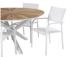 Mexico Tuinmeubelset Tafel O140Cm En 4 Stoel Santorini Wit, Naturel.