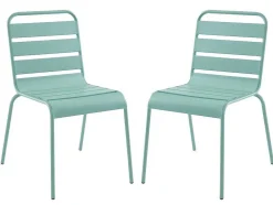 Mirmande Metalen Eettafelset Voor Buiten - Een Tafel D.110 Cm En 4 Stapelbare Stoelen - Amandelgroen