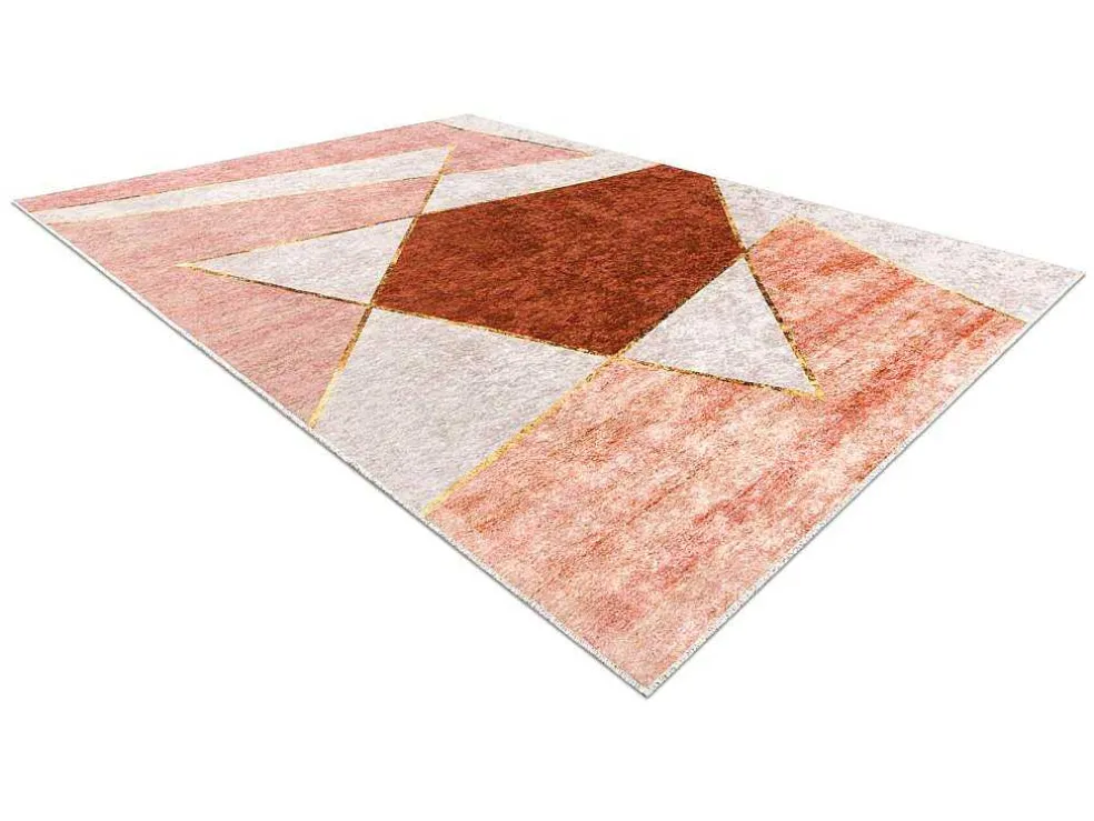 Miro 52097.802 Tapijt Wasbaar Geometrisch Antislip - Roze 120X170 Cm
