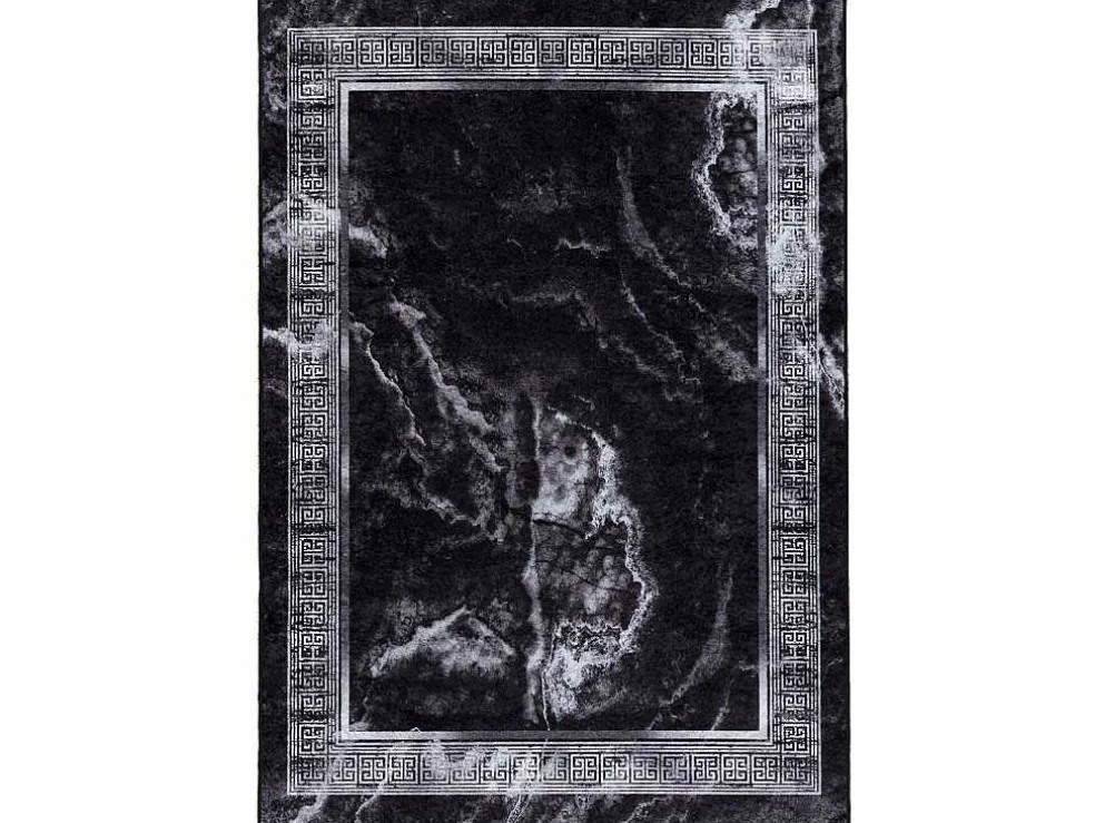 Miro 51278.810 Tapijt Wasbaar Marmer, Grieks Antislip - Zwart / Wit 140X190 Cm