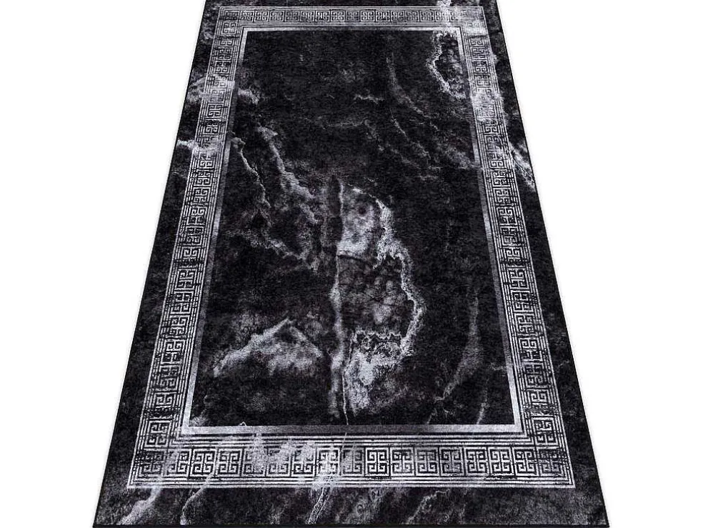 Miro 51278.810 Tapijt Wasbaar Marmer, Grieks Antislip - Zwart / Wit 140X190 Cm