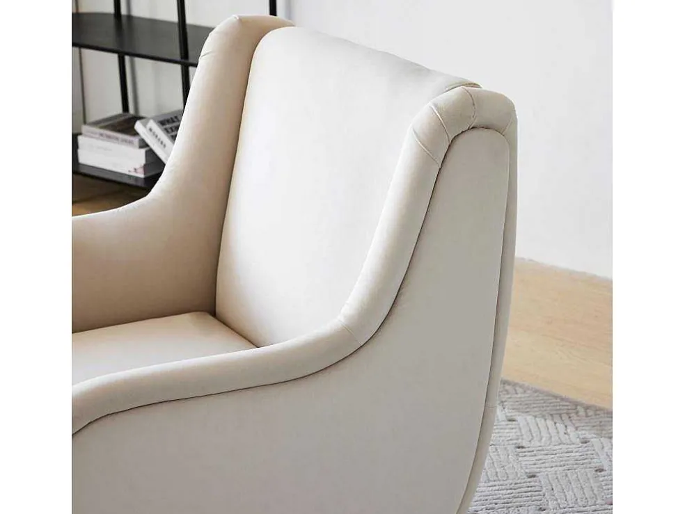 Moderne Loungestoel - Enkele Bank Met Armleuningen - Metalen Poten - Beige