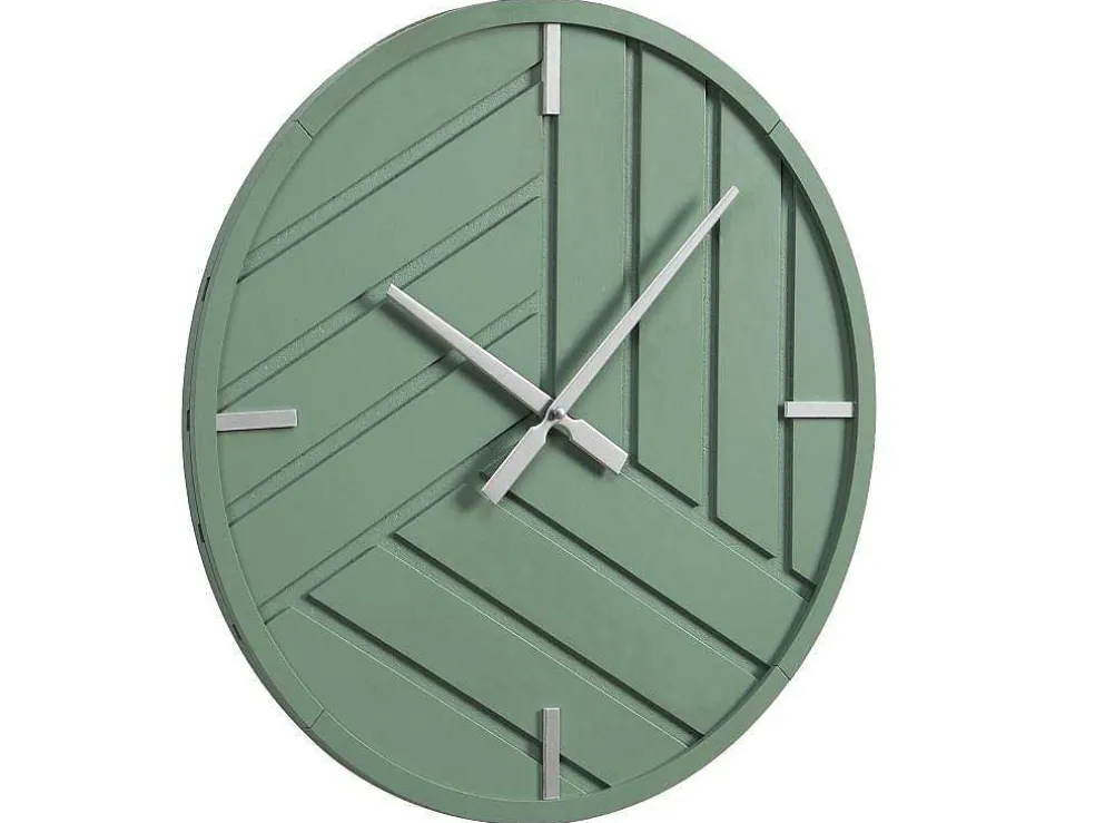 Moderne Wandklok - D. 50 Cm - Groen En Zilverkleurig - Herti